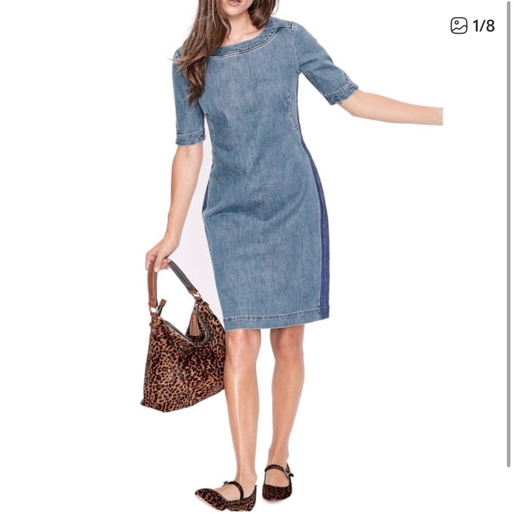 Boden Rhea Denim Contrast Dress 10R